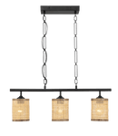 Elysian Three Lights Island With Natural Rattan Shade Farmhouse Chain Ceiling Lamp