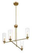 Enigma Four Lights Chandelier With Clear Ribbed Glass -Satin Brass