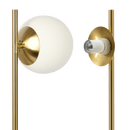 Ethereal Modern Small Brass Metal Table Lamp, Desk Lamp Fixture with White Glass Globe Shade