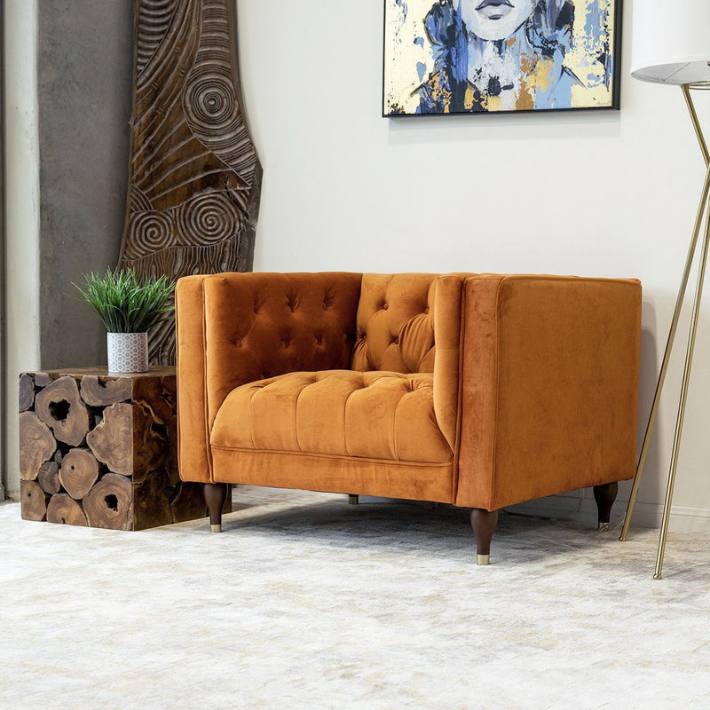 Houston Burnt Orange Velvet Lounge Chair