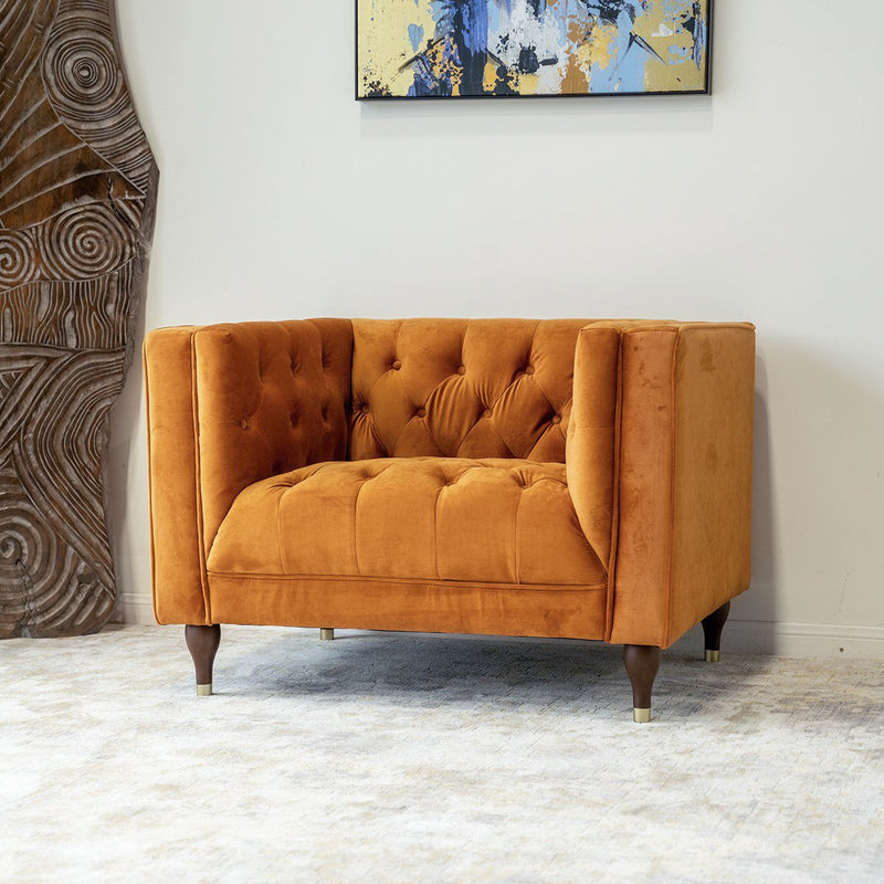 Houston Burnt Orange Velvet Lounge Chair