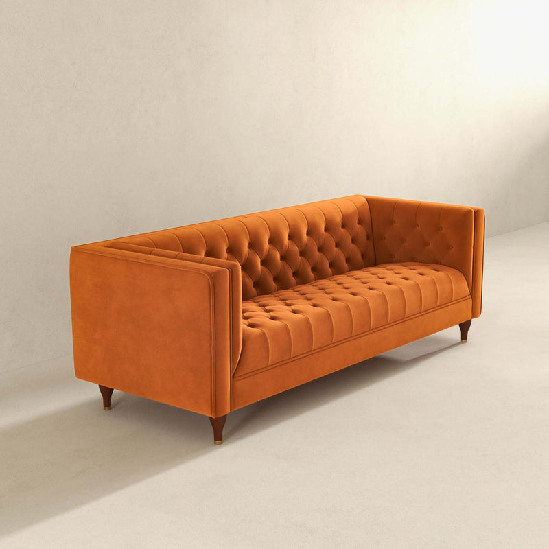 Houston Burnt Orange Velvet Luxury Chesterfield Sofa