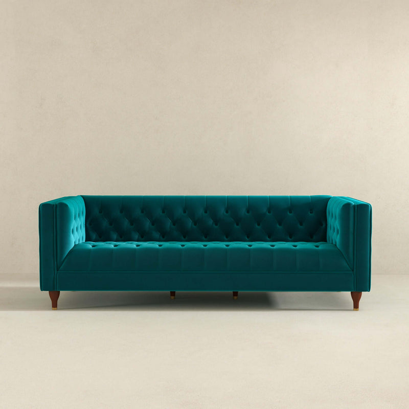 Houston Teal Velvet Luxury Chesterfield Sofa