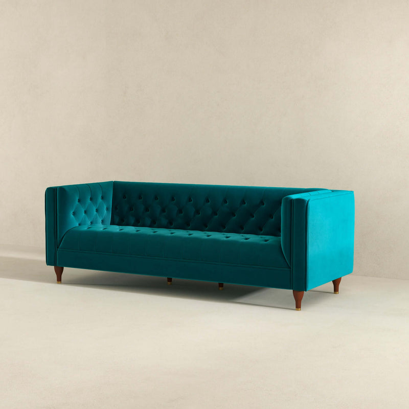 Houston Teal Velvet Luxury Chesterfield Sofa