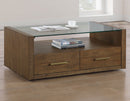 Garland Castered Glass Top Coffee Table, Toffee Finish