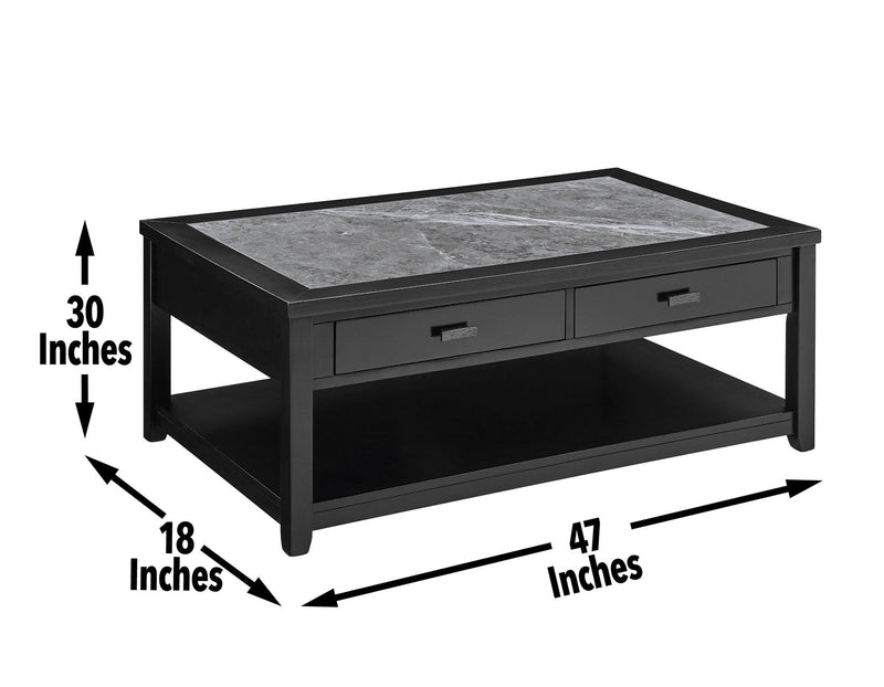 Garvine Sintered Stone Coffee Table with Casters