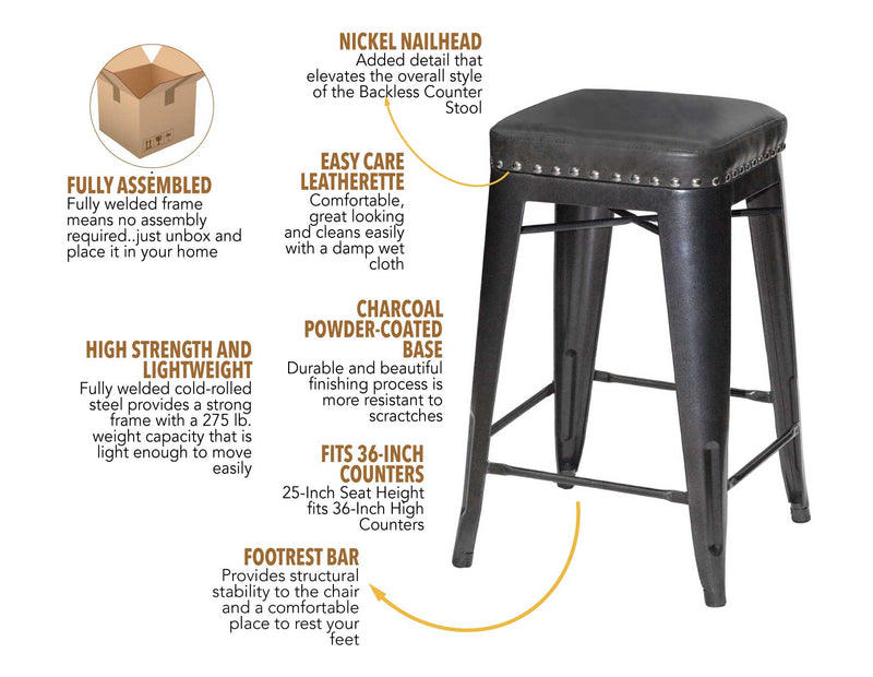 Hank 24″ Backless Counter Stool