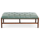 Hera Green Leather Buttoned Bench