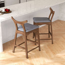 Hester Solid Wood Upholstered Square Bar Chair (Set of 2) 24" / Dark Grey Fabric