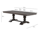 Hutchins 59-95-Inch Table w/Two 18-inch Leaves