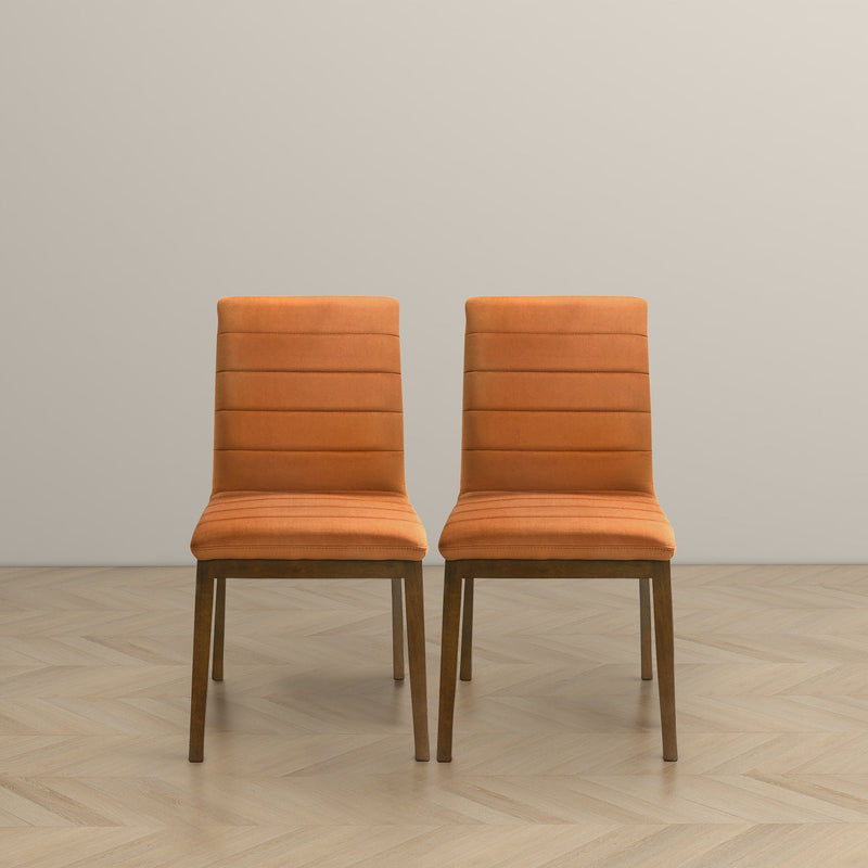 Ines Burnt Orange Velvet Dining Chair (Set of 2)