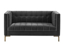 Isaac Channel Stitched Gray Velvet Loveseat