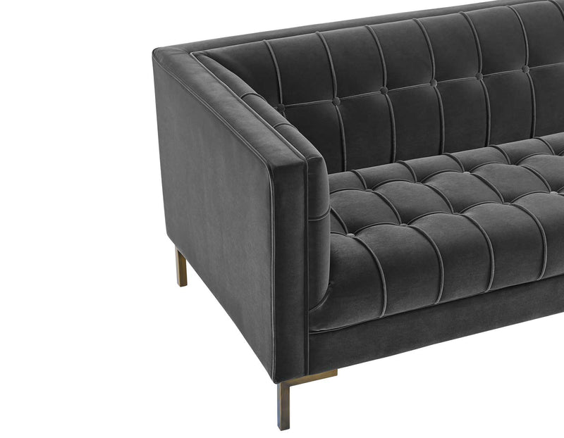 Isaac Channel Stitched Gray Velvet Sofa