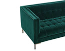 Isaac Channel Stitched Green Velvet Loveseat