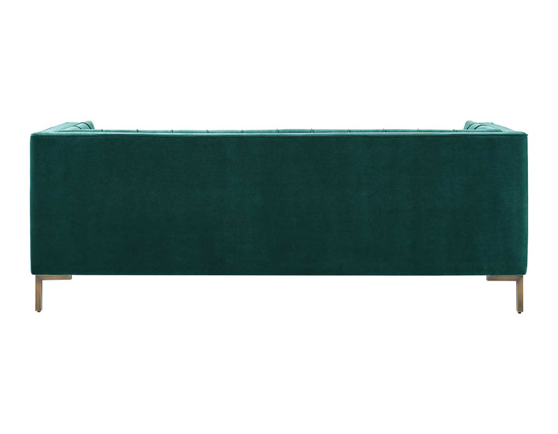 Isaac Channel Stitched Green Velvet Sofa