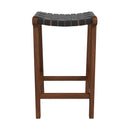 James Mid-Century Modern Genuine Black Leather 24.5" Counter Stool