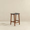 James Mid-Century Modern Genuine Black Leather 29" Bar Stool