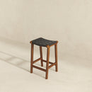 James Mid-Century Modern Genuine Black Leather 29" Bar Stool