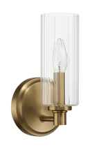 Jardin Single Light Wall Sconce With Clear Ribbed Glass - Satin Brass