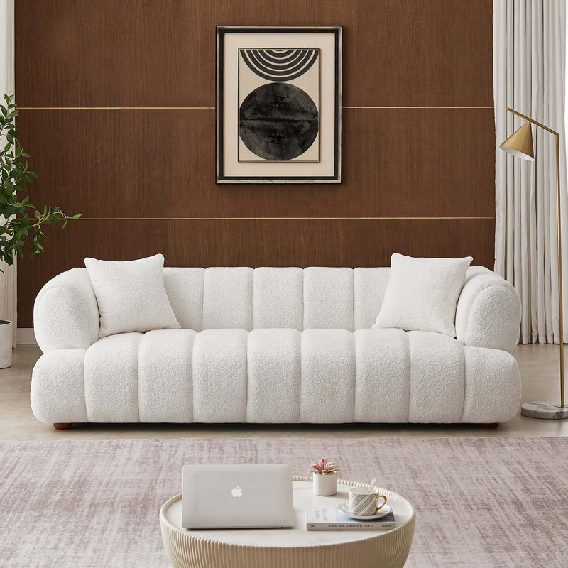 Jasmin Mid-Century Modern 89.7'' Upholstered Sofa Boucle / Cream