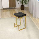 Joel Mid Century Modern Luxury Upholstered Stool 25.5" / Black Velvet