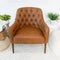 Joshua Tan Leather Tufted Lounge Chair