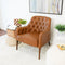 Joshua Tan Leather Tufted Lounge Chair