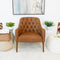 Joshua Tan Leather Tufted Lounge Chair