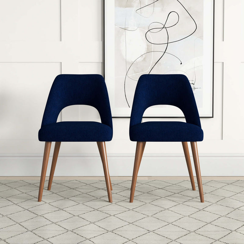 Juliana Mid Century Modern Upholstered Dining Chair (Set of 2) Polyester / Blue