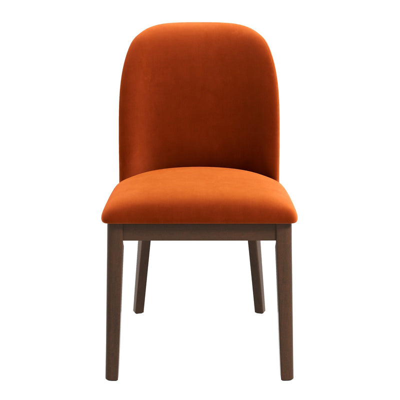 Kaitlyn Mid-Century Modern Burnt Orange Velvet Dining Chair (Set of 2)