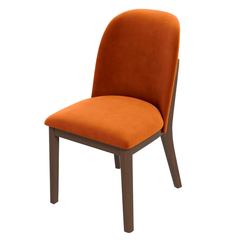 Kaitlyn Mid-Century Modern Burnt Orange Velvet Dining Chair (Set of 2)