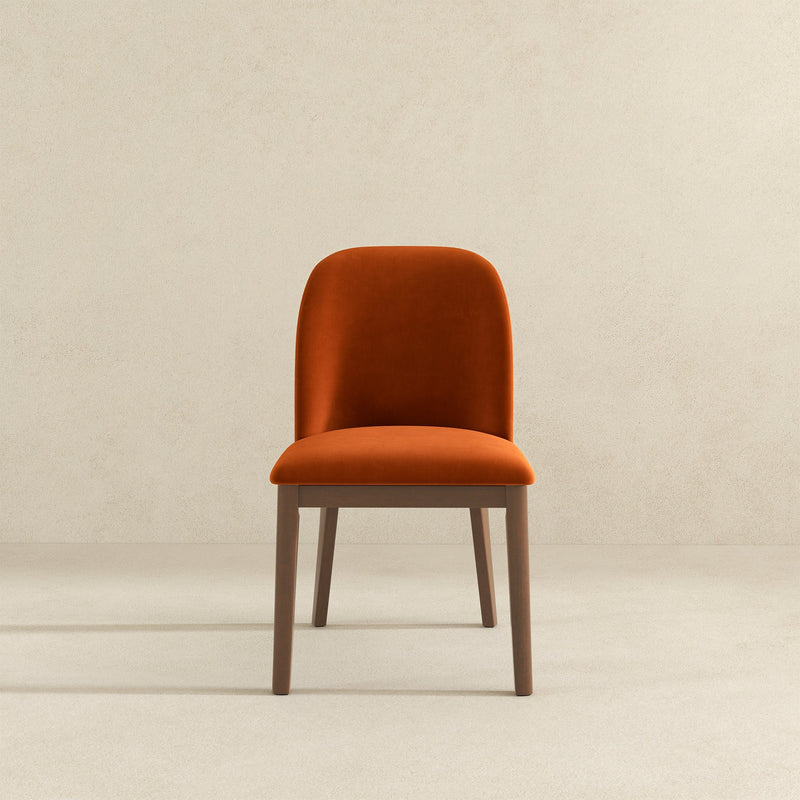 Kaitlyn Mid-Century Modern Burnt Orange Velvet Dining Chair (Set of 2)