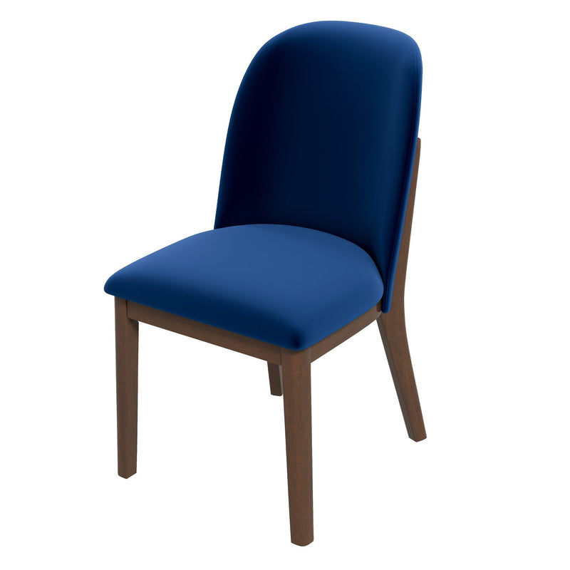 Kaitlyn Mid-Century Modern Navy Blue Velvet Dining Chair (Set of 2)