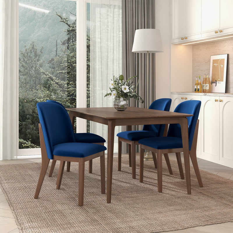 Kaitlyn Mid-Century Modern Navy Blue Velvet Dining Chair (Set of 2)