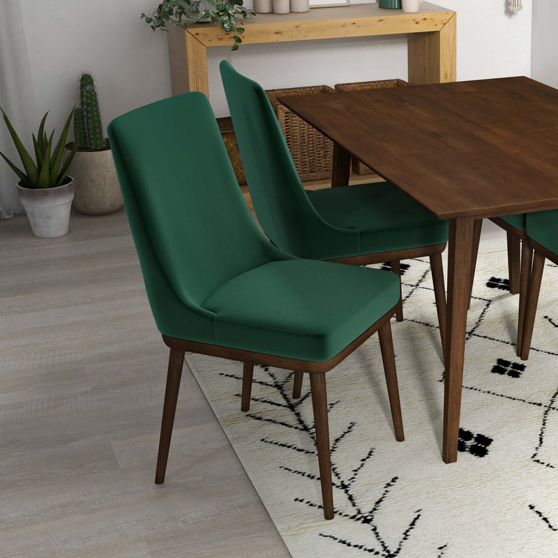 Kate Mid-Century Modern Dining Chair (Set of 2) Green Velvet