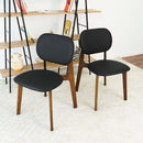 Kelsey Mid-Century Modern Black Leather Dining Chair (Set of 2)