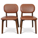 Kelsey Mid-Century Modern Brown Leather Dining Chair (Set of 2)