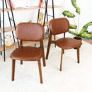 Kelsey Mid-Century Modern Brown Leather Dining Chair (Set of 2)