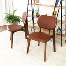 Kelsey Mid-Century Modern Brown Leather Dining Chair (Set of 2)