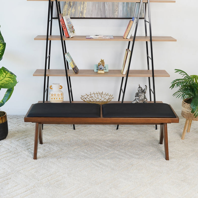 Kody Black Vegan Leather Bench