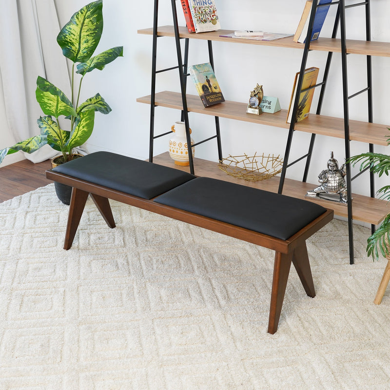 Kody Black Vegan Leather Bench