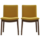 Laura Mid-Century Modern Solid Wood Dining Chair (Set of 2) Dark Yellow Velvet