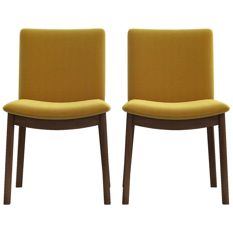 Laura Mid-Century Modern Solid Wood Dining Chair (Set of 2) Dark Yellow Velvet