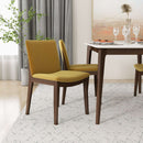 Laura Mid-Century Modern Solid Wood Dining Chair (Set of 2) Dark Yellow Velvet