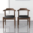 Leon Mid-Century Modern Leather Dining Chair (Set of 2)