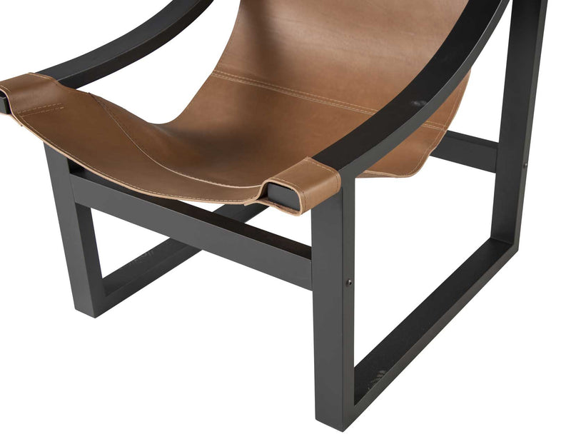 Lima Sling Chair, Natural Leather with Black Frame