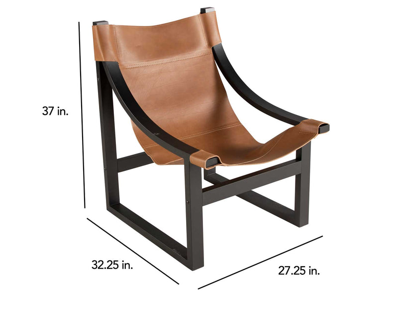 Lima Sling Chair, Natural Leather with Black Frame