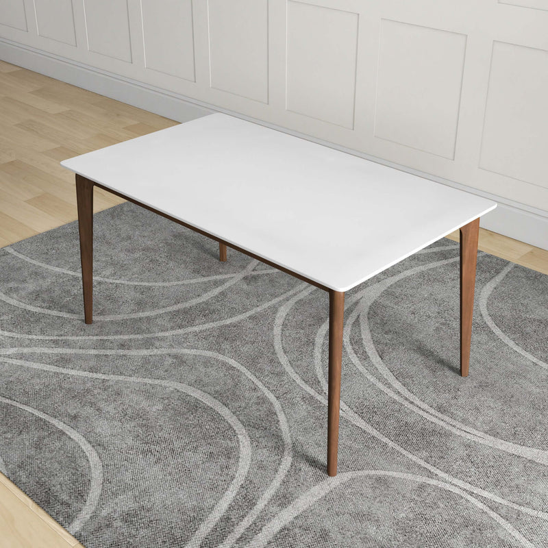 Lindsey Mid-Century Modern Solid Wood White Top Dining Table