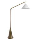 Lisbon Black Floor Lamp with On/Off Switch Coned Base Hanging White Fabric Shade