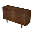 Logan Mid Century Modern Walnut Dresser with 6 Drawers